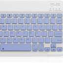 Bluetooth Keyboard and Mouse Combo Rechargeable Portable Wireless Keyboard Mouse Set for Apple iPad iPhone iOS 13 and Above Samsung Tablet Phone Smartphone Android Windows (10 inch Purple)