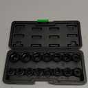 15-Piece 1/2-Inch Drive Metric Low Profile Impact Socket Set, Stubby Socket Set, 10mm-24mm, No Skips Sizes, 6 Point, Cr-Mo, Shorter Socket for Tight Areas