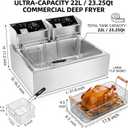 Commercial Deep Fryer with Basket, 12.7QT/12L Large Capacity Electric Oil Fryer, 3400W Stainless Steel Countertop Fryer with Temperature Control & Lids for Restaurant Home Kitchen