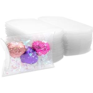 Stockroom Plus Small Clear Plastic Pillow Boxes for Candy, Party Favors (2.75" x 2.5", 100 Pack) - Pillow Box