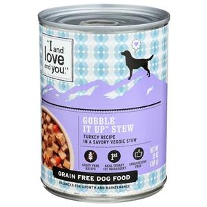 I AND LOVE AND YOU Wet Dog Food - Gobble It Up Stew - Turkey Recipe, Grain Free, Filler Free, 13OZ Best By 5/21/2028