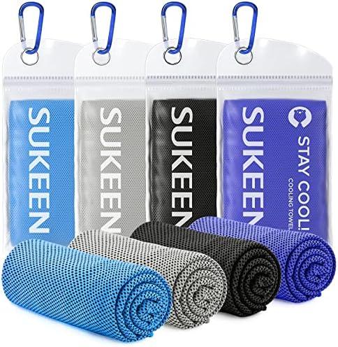 Sukeen 4Pack Cooling Towel (40"x12") for Neck and Face, Soft & Breathable Chilly Sports Towel, Quick-Drying Sweat Absorbing Cooling Neck Wraps with Cooling Tech. for Yoga, Sport, Running, Workout