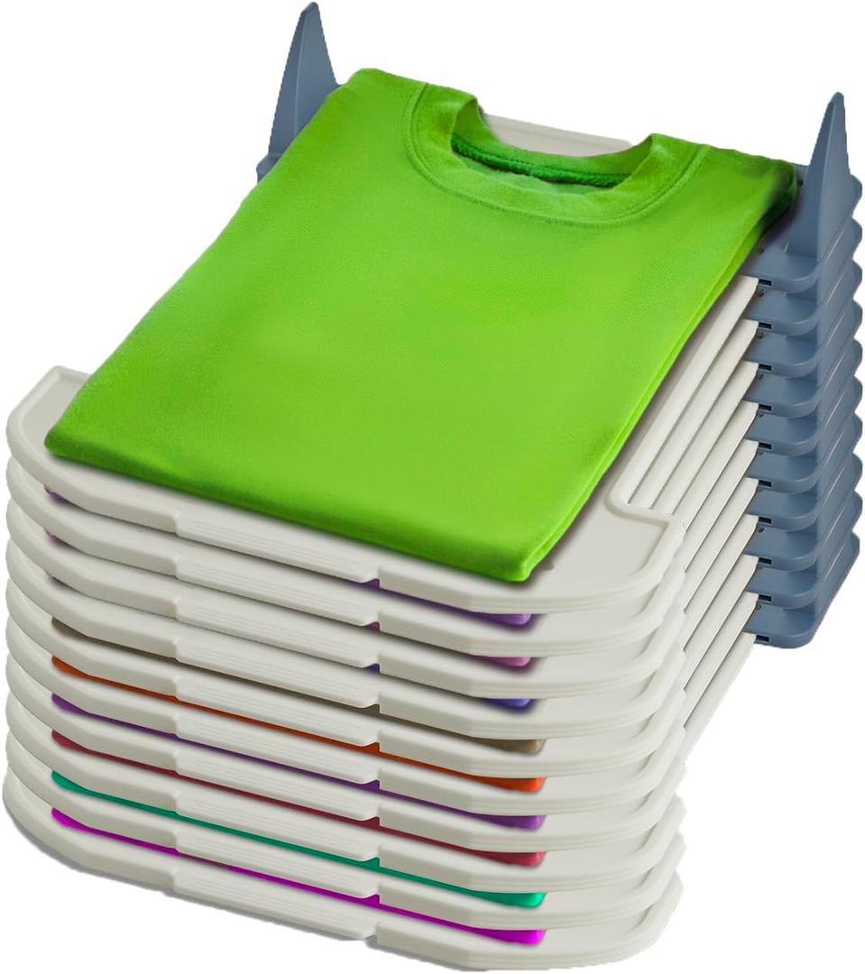 Clothes Organizer  T Shirt Folder and Organizer for Closet, Stackable Shirt Folding Board, Durable Clothes Folder System for Neat Storage (10-Pack)