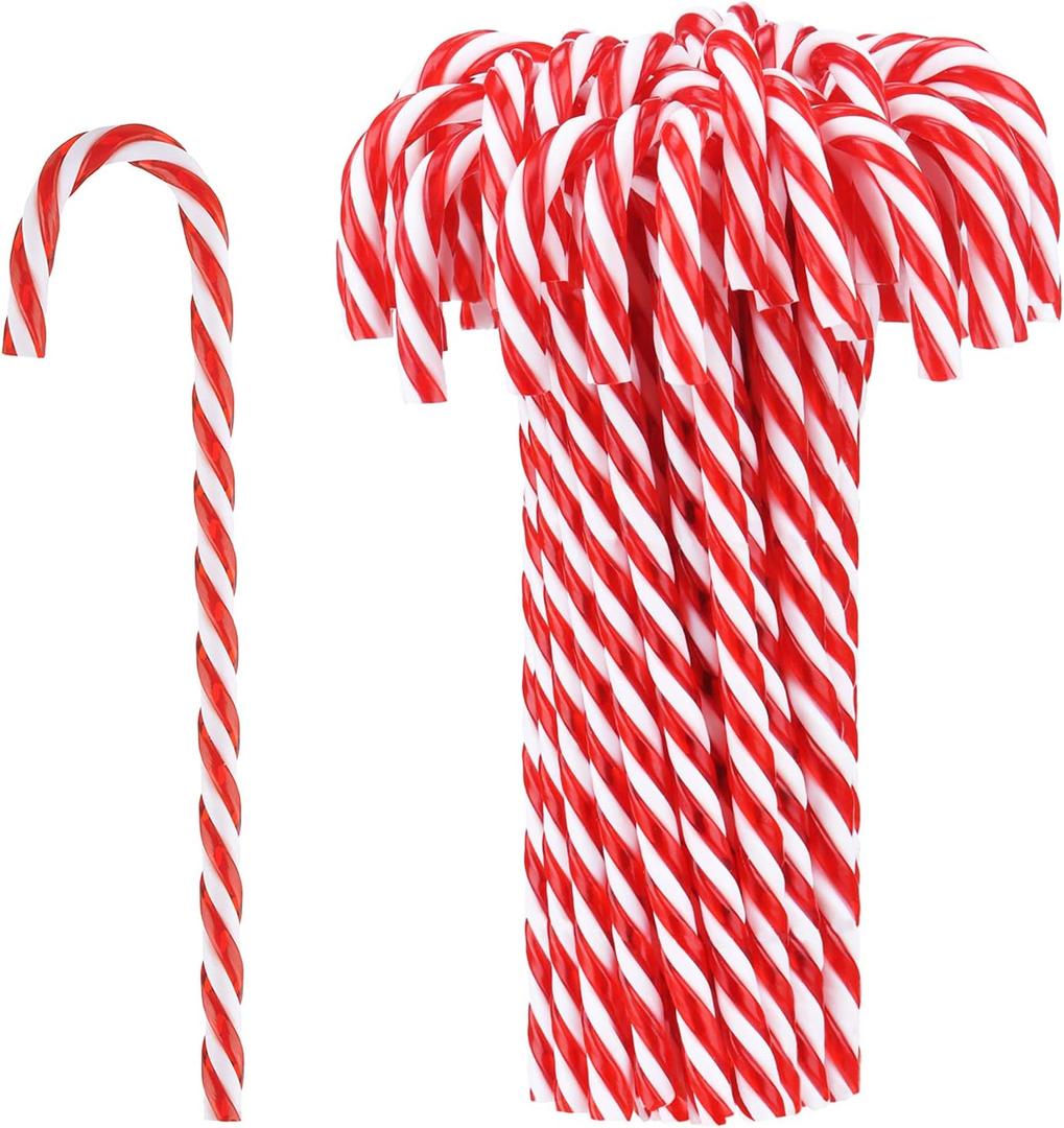 Hicarer 25 Pieces Christmas Plastic Candy Cane 5.9 Inch Christmas Tree Hanging Ornament Decoration Twisted Tree Candy Cane Ornament for Xmas Holiday Party Favor (Red and White)