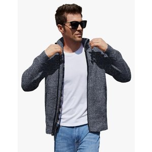 Yeokou Men's Casual Slim Full Zip Thick Knitted Cardigan Sweaters with Pockets L Yeokou Men's Casual Slim Full Zip Thick Knitted Cardigan Sweaters with Pockets L