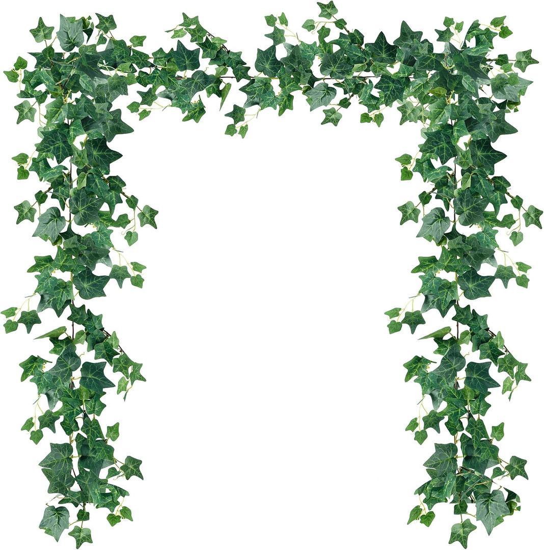 Sggvecsy 3 Pcs Artificial Ivy Vines Kit 6.4Ft Odorless Silk Ivy Garland with Green Leaves Fake Hanging Plants Artificial Greenery Decor for Wedding Home Wall Party Indoor Outdoor Decoration