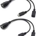 AuviPal 2-in-1 Micro USB to USB Adapter (OTG Cable + Power Cable) for Fire Stick, PlayStation Classic and More - 2 Pack