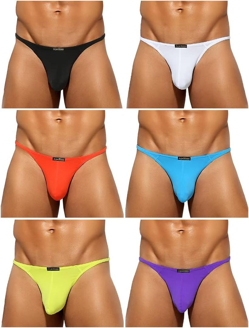 Arjen Kroos Mens Sexy G-String Pouch Underwear Low Rise Thong Bikini 6 Multipack (Small, A3-multicolor(6-pack)-1)