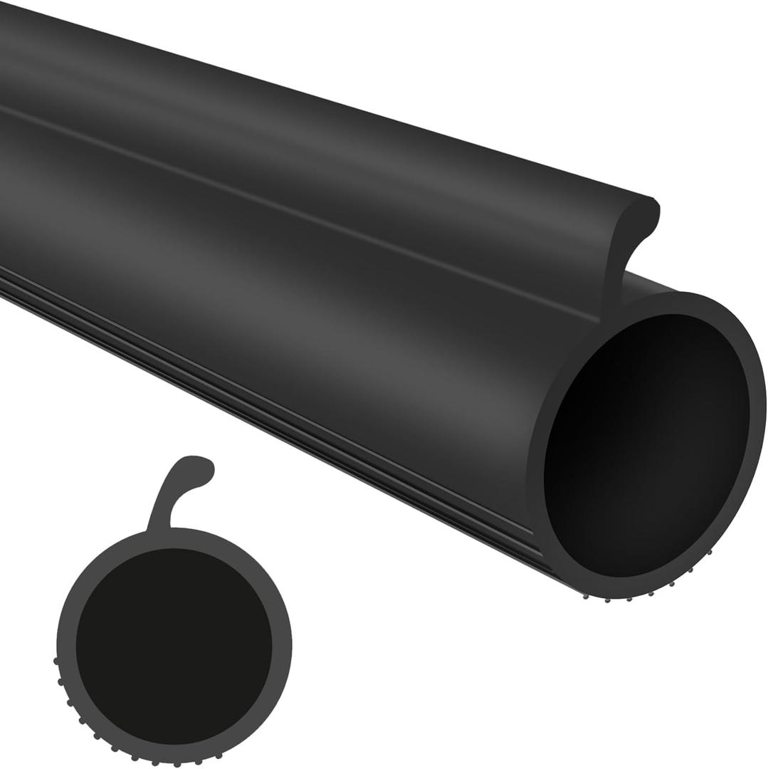Garage Door Bottom 0.19" P-Bulb Seal Strip, Replacement Rubber Weather Stripping, for Single Slot Overhead Door Weatherproof & Buffering (201''L, Black)