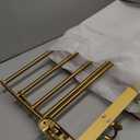BESy 24 Inch Brushed Gold Towel Racks, Bathroom Towel Shelf with Foldable Towel Bar Holder and Towel Hooks, Wall Mounted Multifunctional Bathroom Accessories, Double Towel Bars