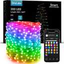 BrizLabs Smart Fairy String Lights, 66ft 200 LED WiFi Pink & White Valentine's Day Fairy Lights App Control, Dimmable Rainbow Christmas Lighting, Music Sync Xmas Lighting Work with Alexa & Google Home