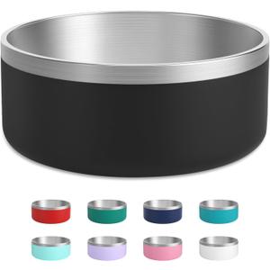 Stainless Steel Dog Bowls, Metal Dog Bowls, Water Bowl for Dogs, Dog Food Bowls, Pet Bowls for Dogs, Dog Dish for Large Dogs, Insulated Dog Bowl, Non Slip Dog Bowl, Easy to Clean, 40oz,Black