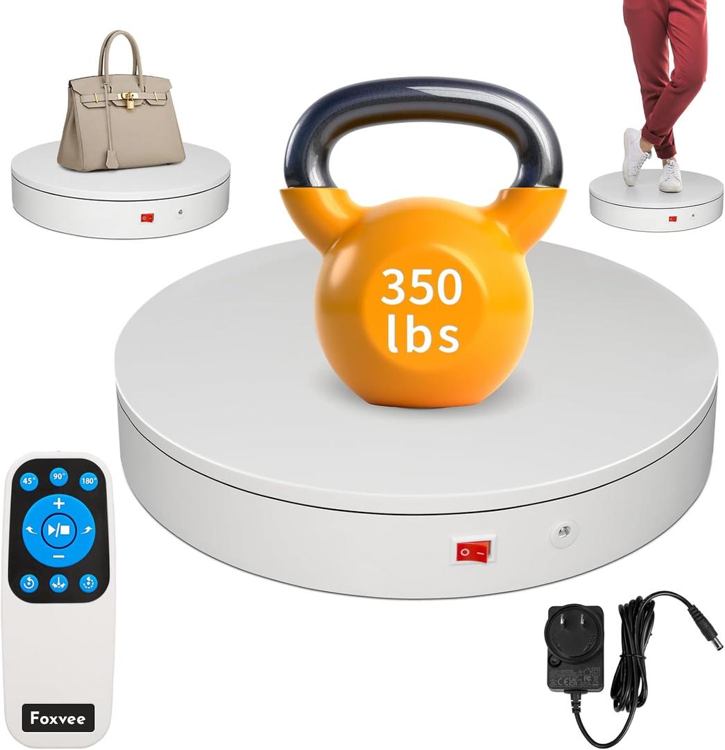 Remote-Controlled Motorized Electric Turntable,Rotating Display Stand,Speed-Adjustable Rotating Turntable,Multi-Mode 360 Photography Turntable for 3D Scan,Photography,Showcase(12.6inch/White)