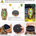 2PC Solar Lantern Outdoor Waterproof Glass & Metal Garden Decor Gifts for Women Mom Grandma Large Hanging Solar Light Tabletop Lamp for Yard, Patio, Porch (Butterfly)