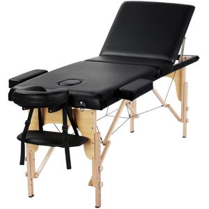 Yaheetech Massage Table Portable Adjustable Massage Bed Foldable Massage Therapy Table 3 Folding 84 Inch Salon Bed Facial Bed with Non-Woven Bag, Black (22 inch width)
