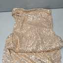 Women Strapless midi Sequin Dresses Bodycon Sleeveless Wedding Guest Sparkly Glitter Formal Cocktail Dress, Rose Gold Small