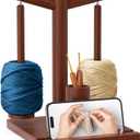 HangerSpace Wooden Yarn Holder for Crocheting and Knitting, Upgraded Magnetic Rotating Yarn Spinner with 2 Spindles, Perfect for Crocheting and Knitting Lovers (Walnut)