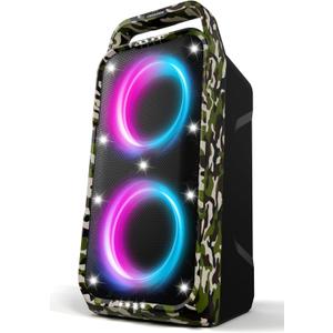 Foxdawn Portable Bluetooth Speaker: 240W Peak Powerful Loud Sound Deep Bass Wireless Boombox Large Subwoofer 15 Hours Battery Life Fast Charging with Led Light Show for Party Outdoor Camping Backyard