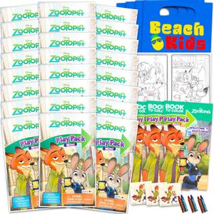 Zootopia Mini Party Favors Set for Kids - Bundle with 24 Mini Zootopia Grab n Go Play Packs with Coloring Pages, Stickers and More | Disney Zootopia Birthday Party Supplies