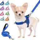 Lukovee No Pull Dog Harness and Leash Set, Soft Padded Small Dog Harness, Neck & Chest Adjustable Reflective Vest Puppy Harness with 4ft Lightweight Anti-Twist Dog Leash for Small Dogs (XXS, Blue)