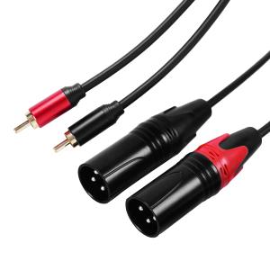 Dual XLR Male to RCA Cable 50Ft, Heavy Duty 2 XLR to 2 RCA HiFi Stereo Audio Connection Microphone Cable.