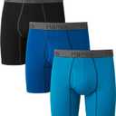 Hanes Men's Comfort Flex Fit Boxer Briefs, Ultra Soft Stretch, Long Leg & Regular Leg, 3- Pack (Medium, Blue/Black)