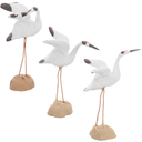 3pcs Miniature Crane Statue Mini Ceramic Bird Figurine Fairy Garden Sculpture for Plant Pots Bonsai Micro Landscape Decoration