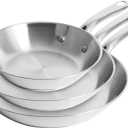 T-Fal Gourmet Stainless Steel Frying Pan Set, 8.5, 11, 12.5 in, Induction