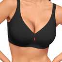 LUCKMEEY Bras for Women No Underwire Wireless Bras - Seamless Push Up Full Coverage Bralettes Comfortable Everyday Bra (Large, Truffle Black)