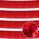 4 Pack 10 Ft Red Foil Fringe Garland Metallic Streamers Tinsel Banner Wall Hanging Garland Backdrop for Parade Floats, Halloween, Christmas, Thanksgiving, New Year Party Decorations