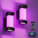 XMCOSY+ Outdoor Wall Lights, 2100LM Smart LED Porch Lights Outdoor, RGBCW Exterior Lighting Sconce, Wi-Fi Control, Compatible with Alexa, IP65 Waterproof, 2 Pack (Black)