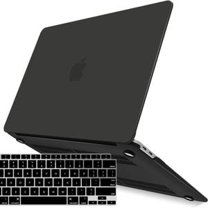 IBENZER Compatible with New MacBook Air 13 inch Case 2022 2021 2020 M1 A2337 A2179 A1932, Plastic Hard Shell Case with Keyboard Cover for Mac Retina Display with Touch ID, Black, MMA-T13BK+1A