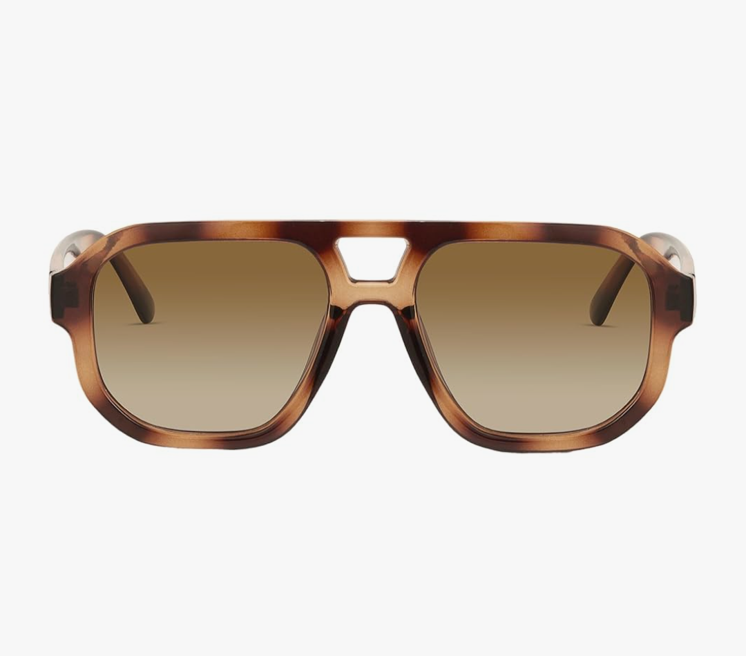 livho Trendy Polarized Square Aviator Sunglasses Women Men Square Eyewear Frame, Retro Sun Glasses for Women Men 2025 Shades, Brown Tortoise