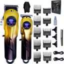Professional Hair Clippers for Men, Cordless Hair Clippers & Hair Trimmer Set, Barber Clippers for Hair Cutting with LCD Display Clippers for Men Father (Gradient)