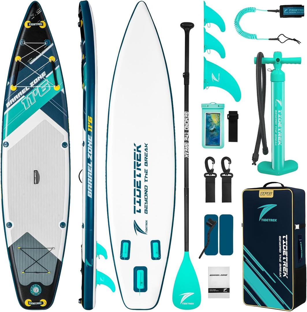 11'6" Inflatable Stand Up Paddle Boards, Premium SUP Accessories, Non-Slip Comfort Deck for Youth & Adults
