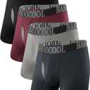 BAMBOO COOL Breeze Boo Men's Ultra Breathable Underwear Mesh Boxer Briefs with Light wight Waist band, No Ride Up, (05-black/Dark Gray/Livid/Rhodora Red (4 Pack)) Large