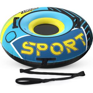 Snow Tubes for Sledding Heavy Duty with Premium Canvas Cover Kids and Adults - Commercial Grade Sled Thickened Bottom, Toboggan Winter Slider Outdoor Fun Toys for 3-5 4-8 Children Boys Girls Gift