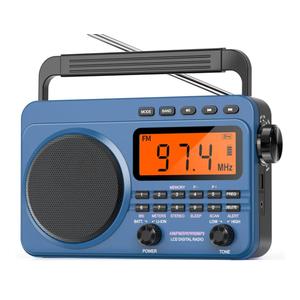 Digital AM FM Shortwave Radio with Best Reception,4000mAh Rechargeable Portable Radio with NOAA Weather Alert, Big Speaker, Digital Tuner and Stereo Earphone,Support Micro SD Card and USB MP3 Player