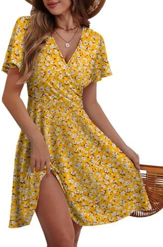 Summer Dresses for Women 2025 Floral Sundresses Elegant Classy Fashion Casual Outfit Plus Size (L)