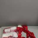 Thyle 10 Pcs Christmas Burgundy Red Velvet Chair Sashes 6 x 108 Inch Large Red Bows Chair Cover with White Fluff Decoration for Xmas Wedding Event Holiday Banquet Party