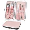 WOXVM Premium Manicure Set, 7 in 1 Professional Nail Clippers Scissors Pedicure Kit, Stainless Steel Cuticle Nail Care Tools with Luxurious Travel Case, Portable Manicure Grooming Kit Gift for Women