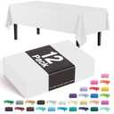 Exquisite Only 10-Pack Premium Plastic Tablecloth 54 Inch. x 108 Inch. Rectangle Table Cover-White