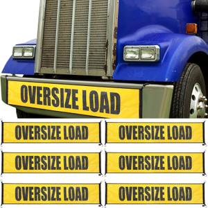 6 Pcs Oversize Load Banner Bulk Oversize Load Sign with Metal Hooks and Stretch Cord for Truck Escort Vehicles Car, Yellow(18 x 84 Inch)
