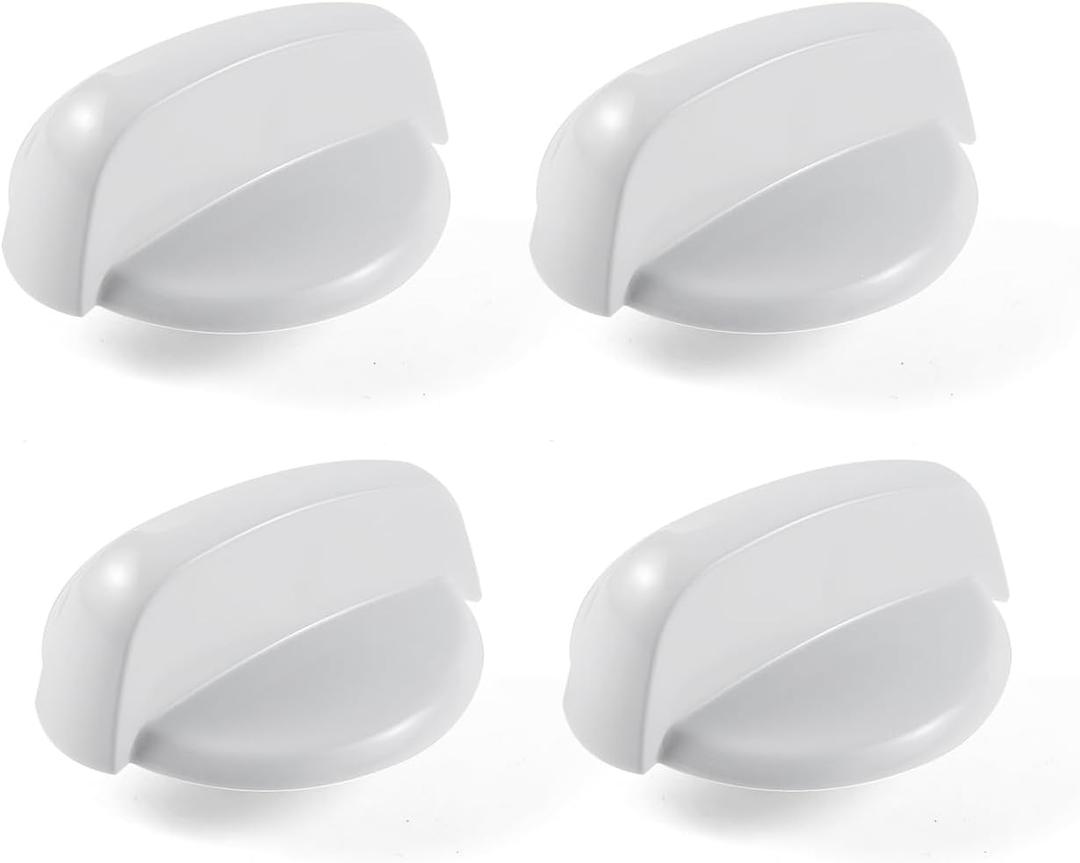 KIP 5F30 222D1140 WB03K10218 Stove Knobs Cooktop Replacement Parts for GE Range Cooktop Oven Knob White Plastic Gas Stove Knob GE JGB250DET2WW JGB280DEN2WW Surface Burner Control Stove Top Knobs 4 Pcs