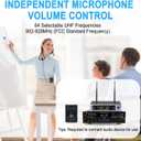 HOTEC UHF Wireless Microphone System with Dual Lapel/Lavalier and Headset Microphones Over PA, Mixer, Speaker, Karaoke Machine for Church, Training, Classroom, Interview (H-K25)