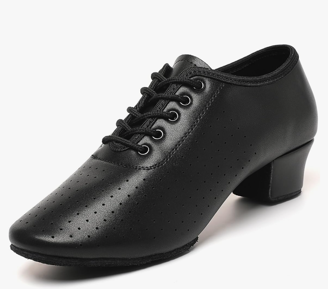 Dance Shoes for Women, Lace-up Black Jazz Shoes, Professional Latin Dance Heels, Ballroom Salsa Dance Shoes, Closed-Toe Split-Sole Low-Heel, Teaching Practice Performance Character Shoes (Size 10)