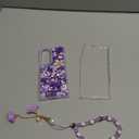 for Samsung Galaxy Z Fold 7 Bling Case,Luxury Cute Crystal Rhinestone Flowers Sparkle Glitter Diamond Pearl Women Girls Case Cover with Wrist Lanyard for Galaxy Z Fold 7,Purple