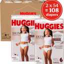 Huggies Size 6 Diapers, Skin Essentials Baby Diapers, Size 6 (35+ lbs), 108 Count (2 Packs of 54)