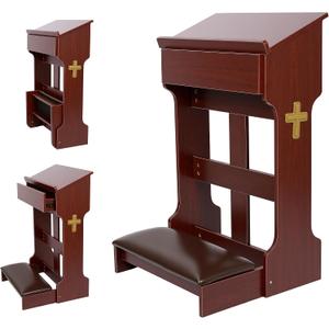 Wooden Prayer Kneeler Bench, Foldable Prayer Stool with Storage Drawer