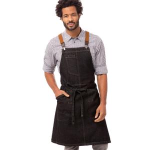 Chef Works Unisex Berkeley Bib Apron, Black W/Desert Sand Suspenders, One Size